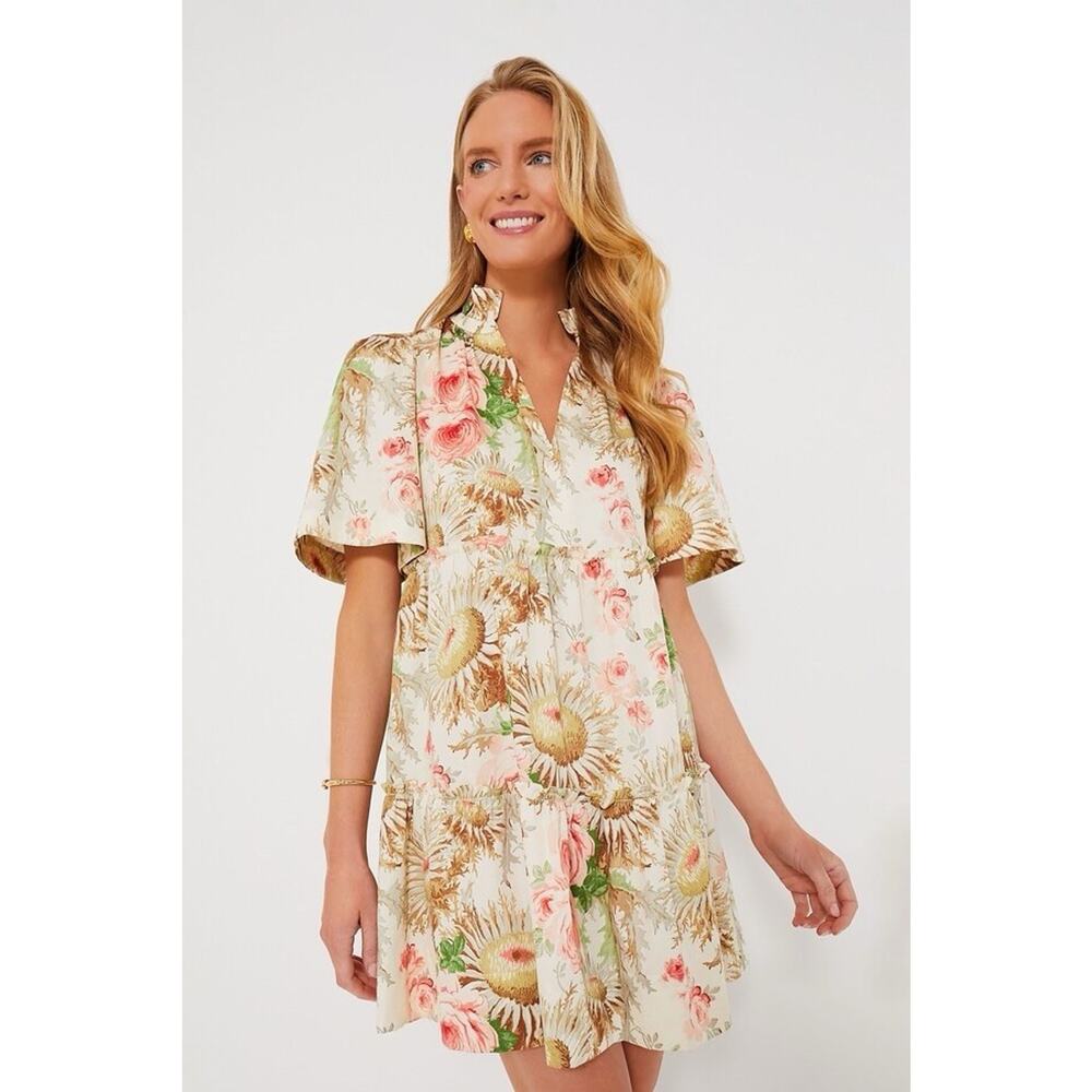 Tuckernuck Sun Faded Floral Crawford Dress Size Large Short Sleeve